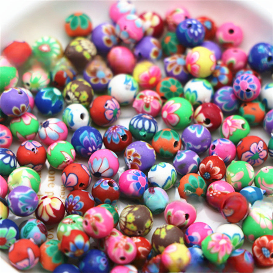 Wholesale 100PCS DIY Round Mixed Color Soft Ceramic Beads